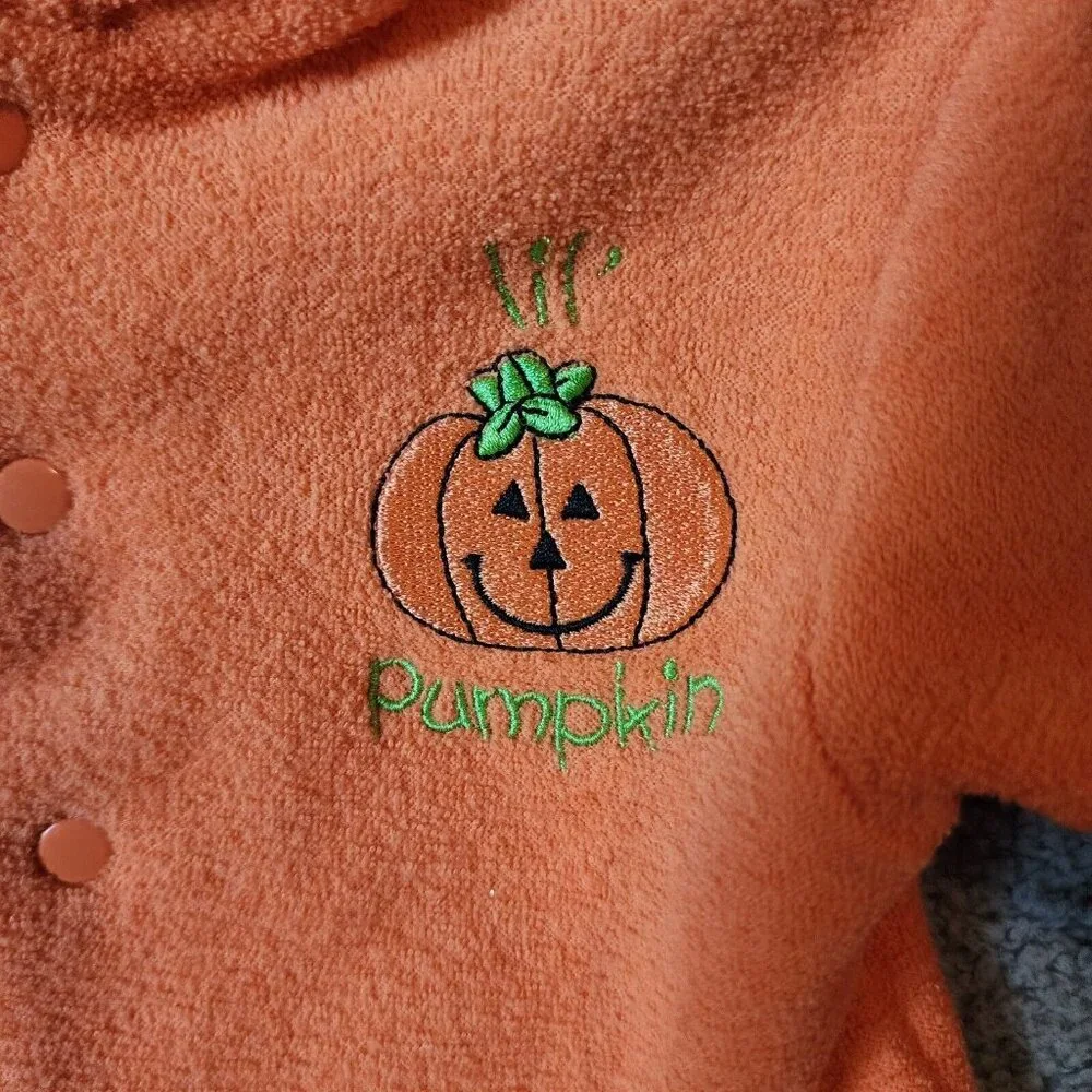 Target‎ Baby 2 Piece Outfit Set Hoodie/Footie Pants Terrycloth Lil Pumpkin Sz 6M